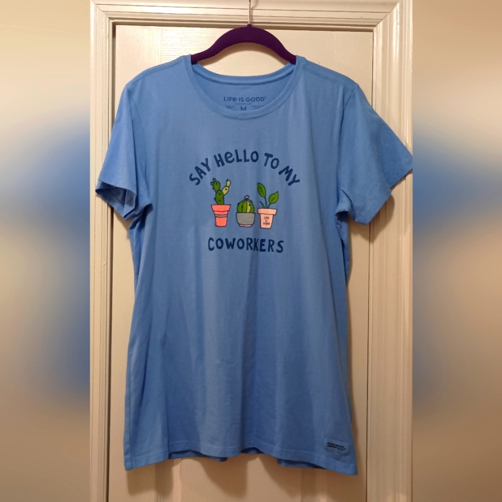 Life is Good Blue Graphic T-Shirt Plant theme size Medium